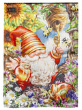 Honeybee Gnome Summer Garden Flag 2 Sided