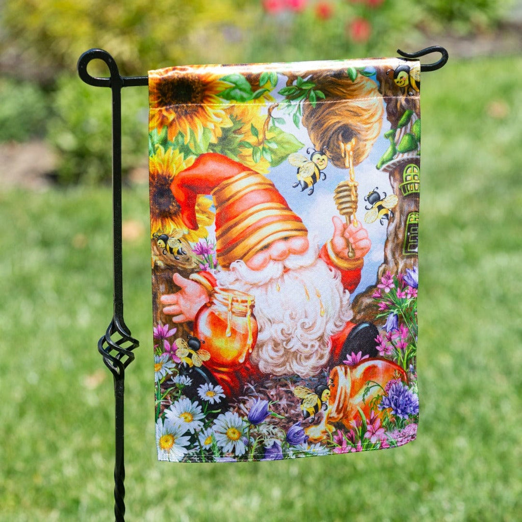 Honeybee Gnome Summer Garden Flag 2 Sided