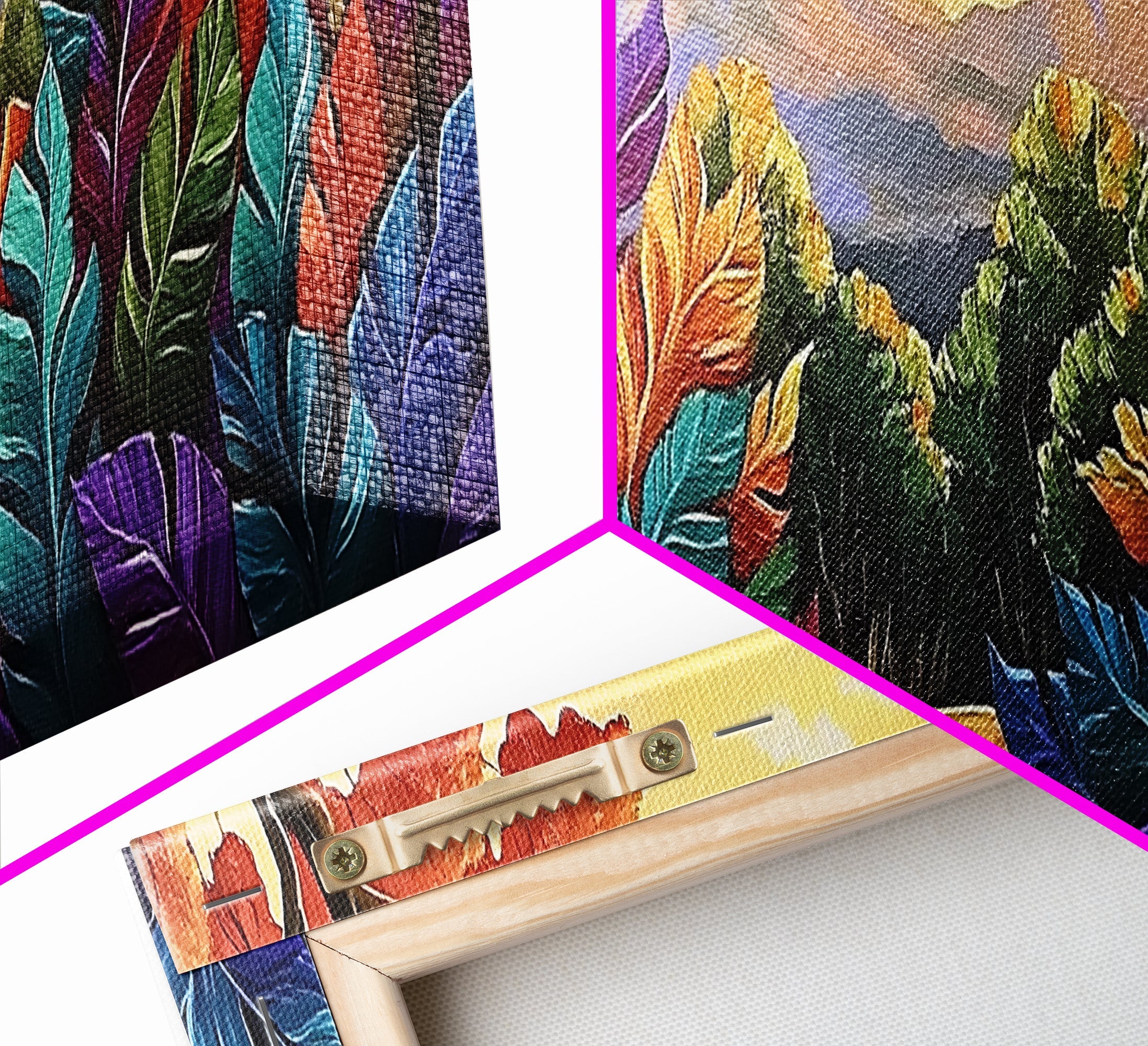 Autumn Forest Path, Colorful Fall Foliage Trail, Vibrant Nature Design, Framed Canvas Print, Cozy Hallway Art, Fall Living Room