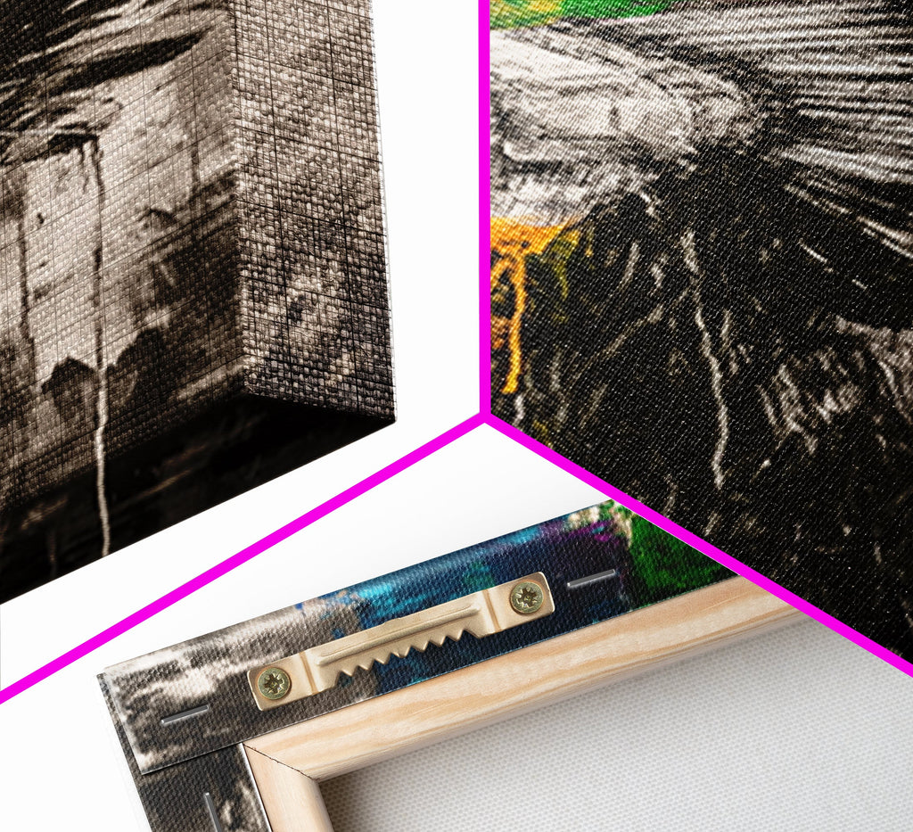 Black and White Headdress Canvas Print Moody Art African Art Dark Angels Wall Art Colorful Graffiti Wall Art Tall Narrow Art