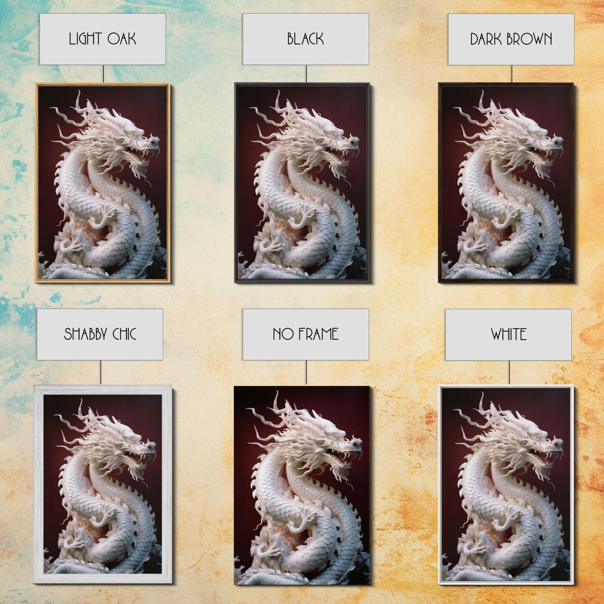 Dragon Art, Sculpture Wall Art, Asian Decor, Canvas Print, Wall Art, Vertical Print, Gift For Couples, Dorm Room Art, Living Room Prints