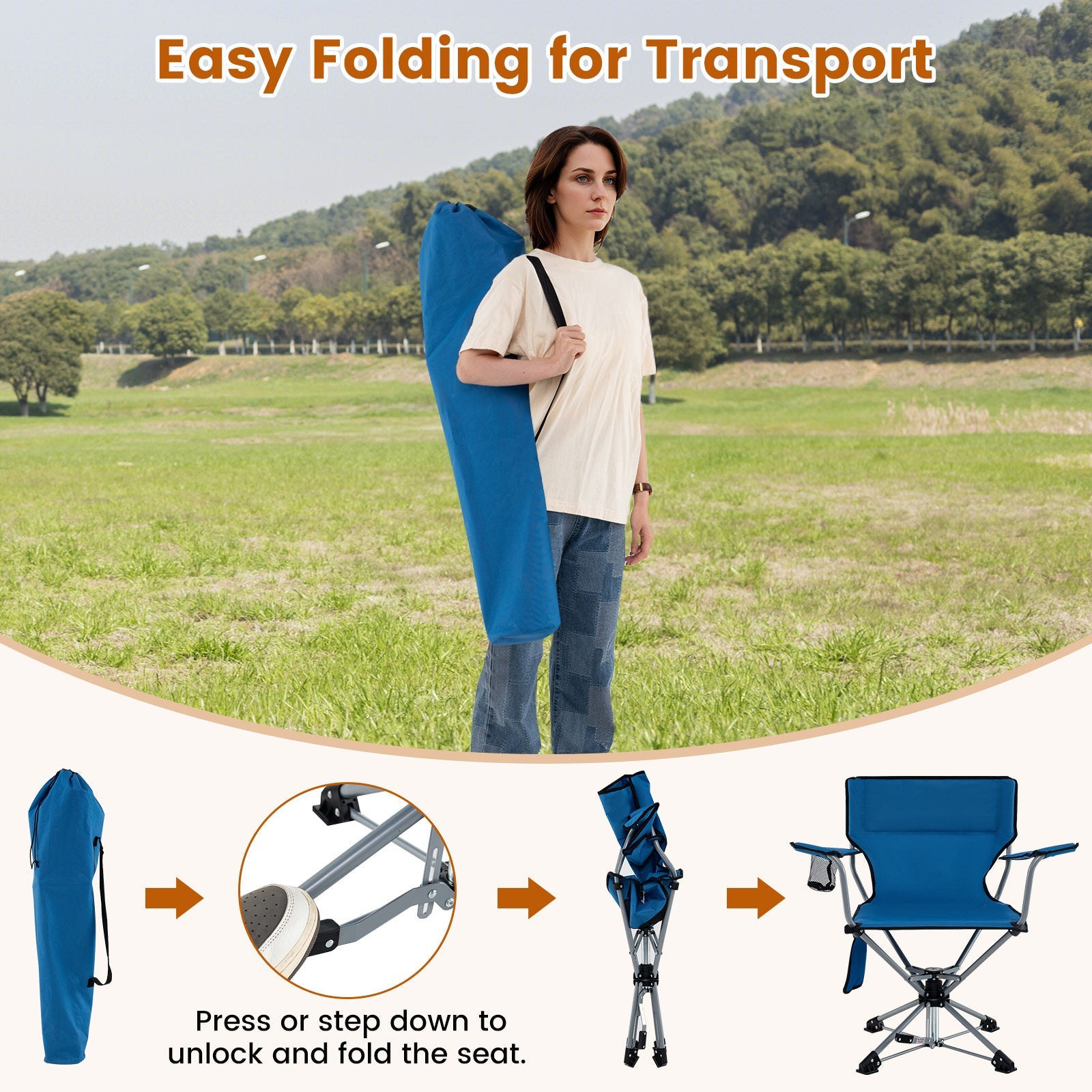 360° Swivel Hunting Chair Portable Foldable