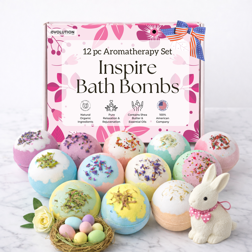 EvolutionUSA 12pc Inspire Bath Bombs for Women & Girls