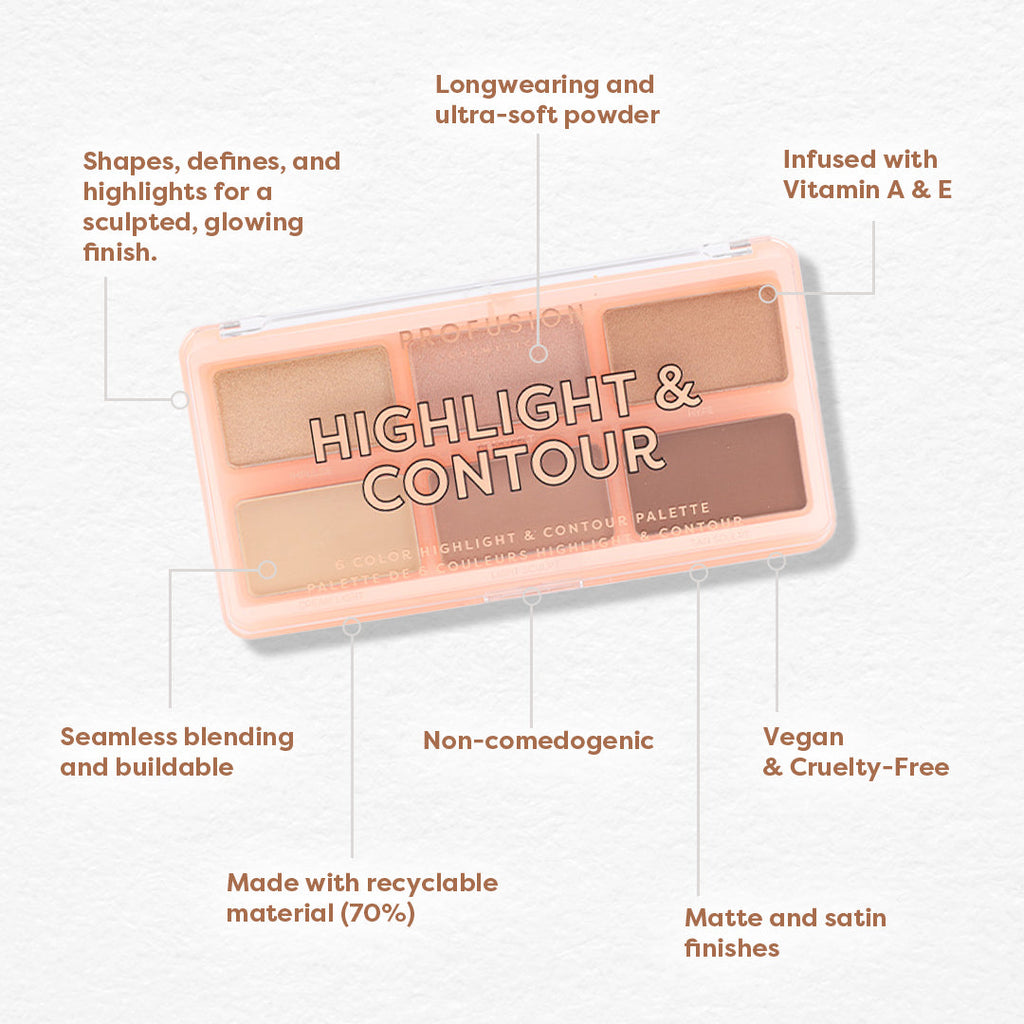 Highlight & Contour 6 Shade Face Palette