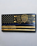 Custom Thin Blue Line Wooden Flag with Engraved Police Badge