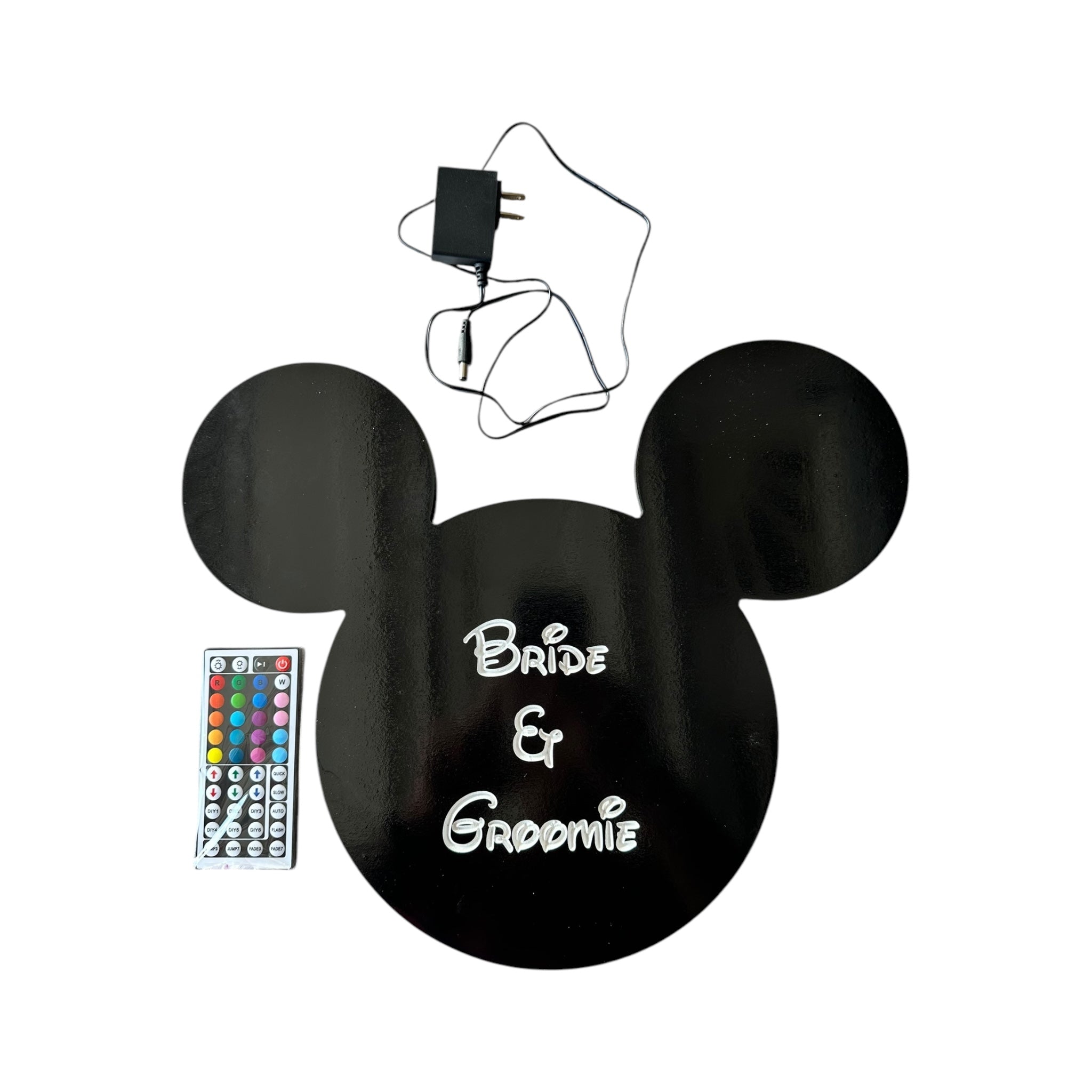 Wooden Mickey Head Wall Art with LED Backlighting and Custom Personalization