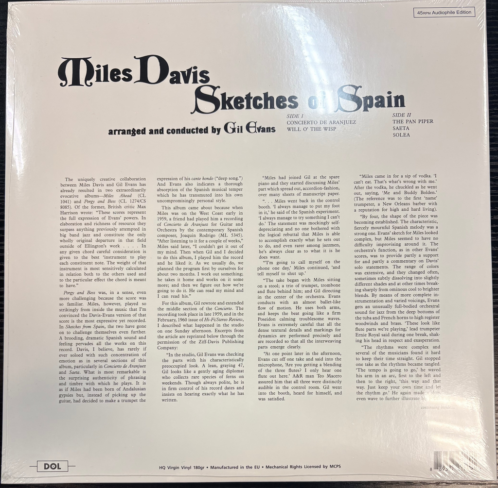 MILES DAVIS - Sketches Of Spain [180G] Vinyl LP Record