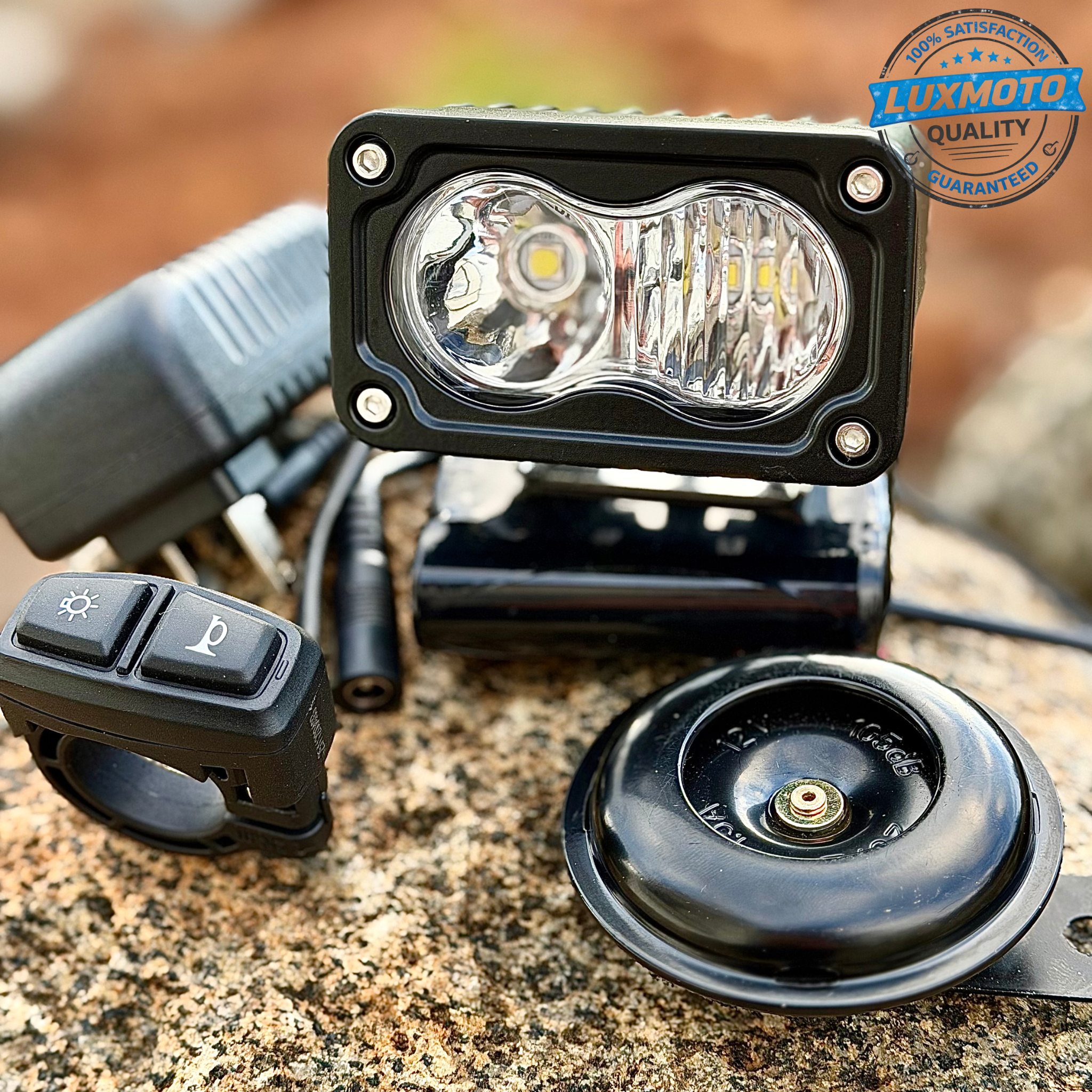 🔥BEST SELLER🔥 Baja Light & Horn RECHARGEABLE [COMES WITH BATTERY & CHARGER!] (Fits any bike)