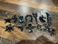 SILVER/BLACK ACID WASH Leather Cowhide Christmas Ornaments