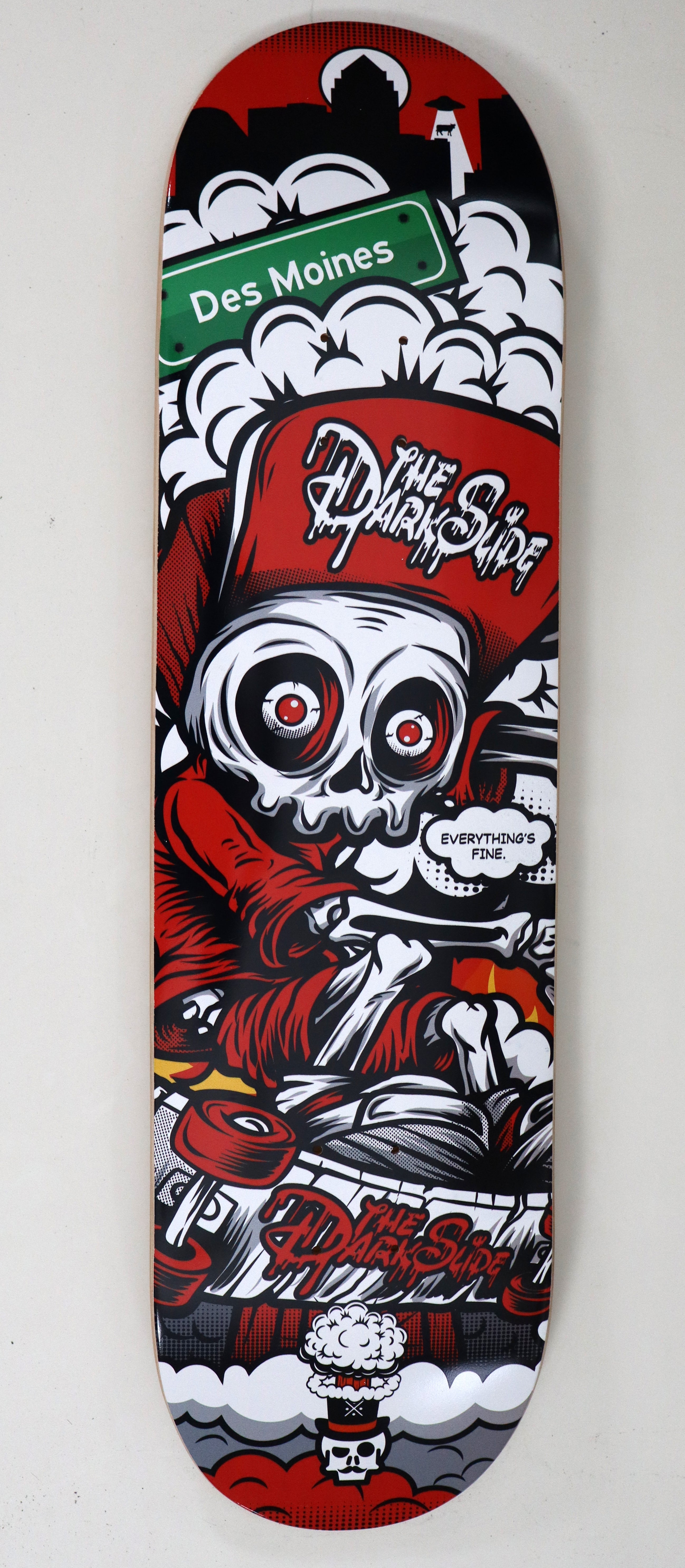 The Dark Slide x Skullduggery "Everything's Fine" 8" Complete Skateboard