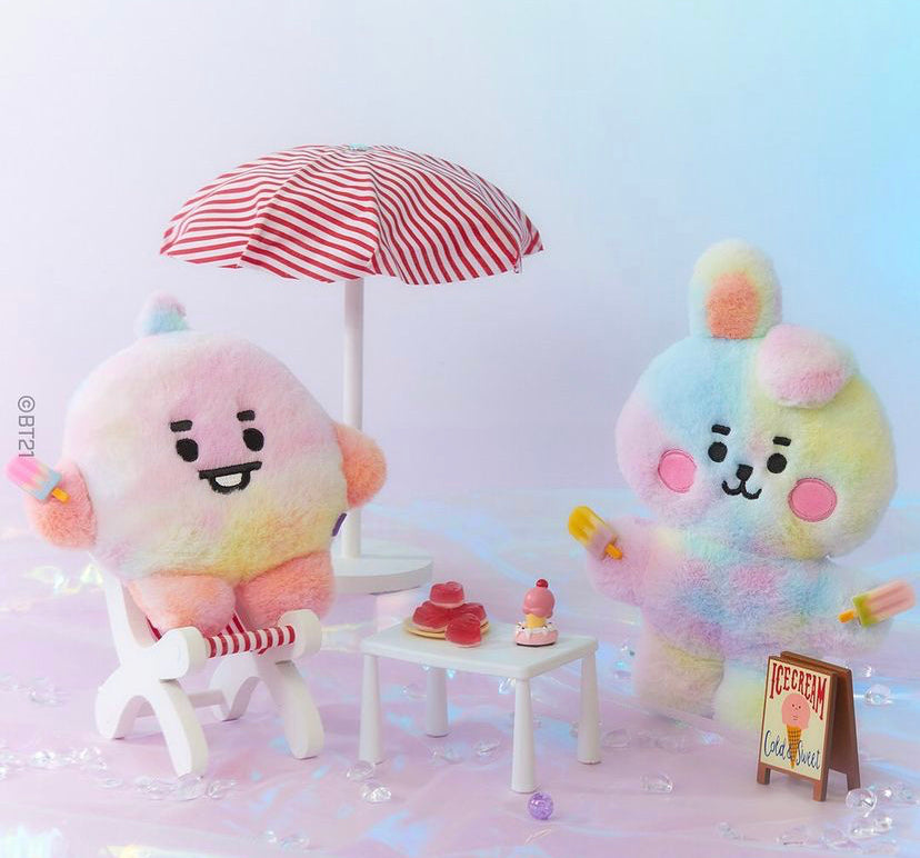 BTS x BT21 Baby Rainbow Flat Fur Standing Doll (Official)