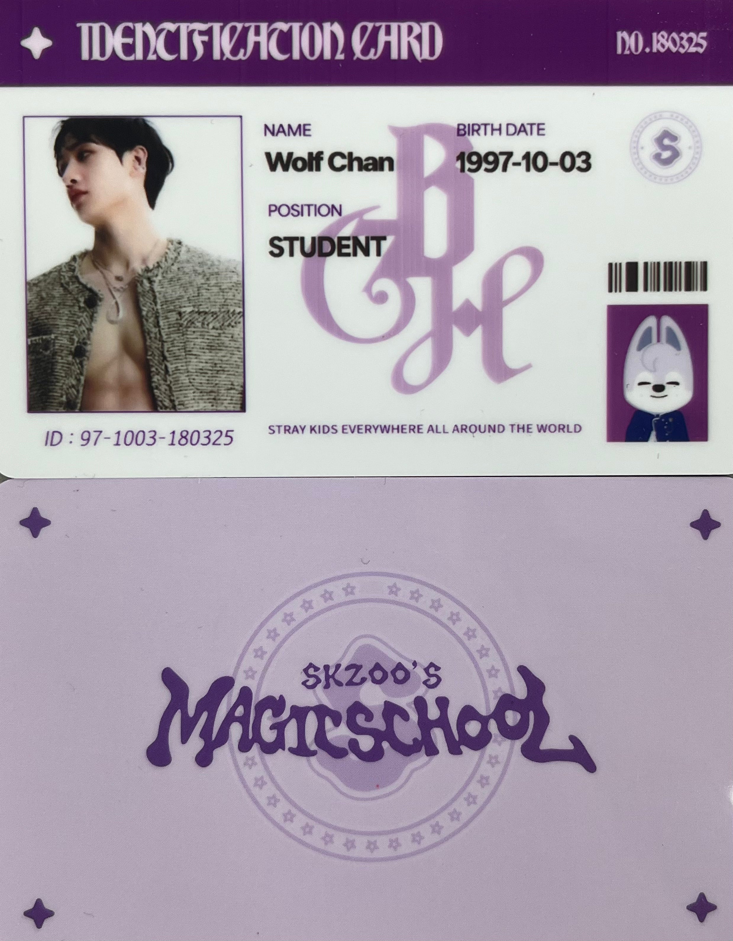 Stray Kids Skzoo's Magic School Student Id Card (Pop Up Event Custom Made)