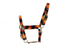 3ply Orange and Black design Nylon Horse Sized Halter.