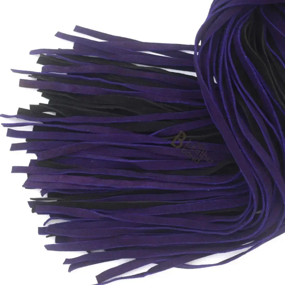 💜🖤Real Cowhide Suede Leather Flogger 100 Falls Purple and Black Heavy Duty Thuddy Whip | BDSM Impact