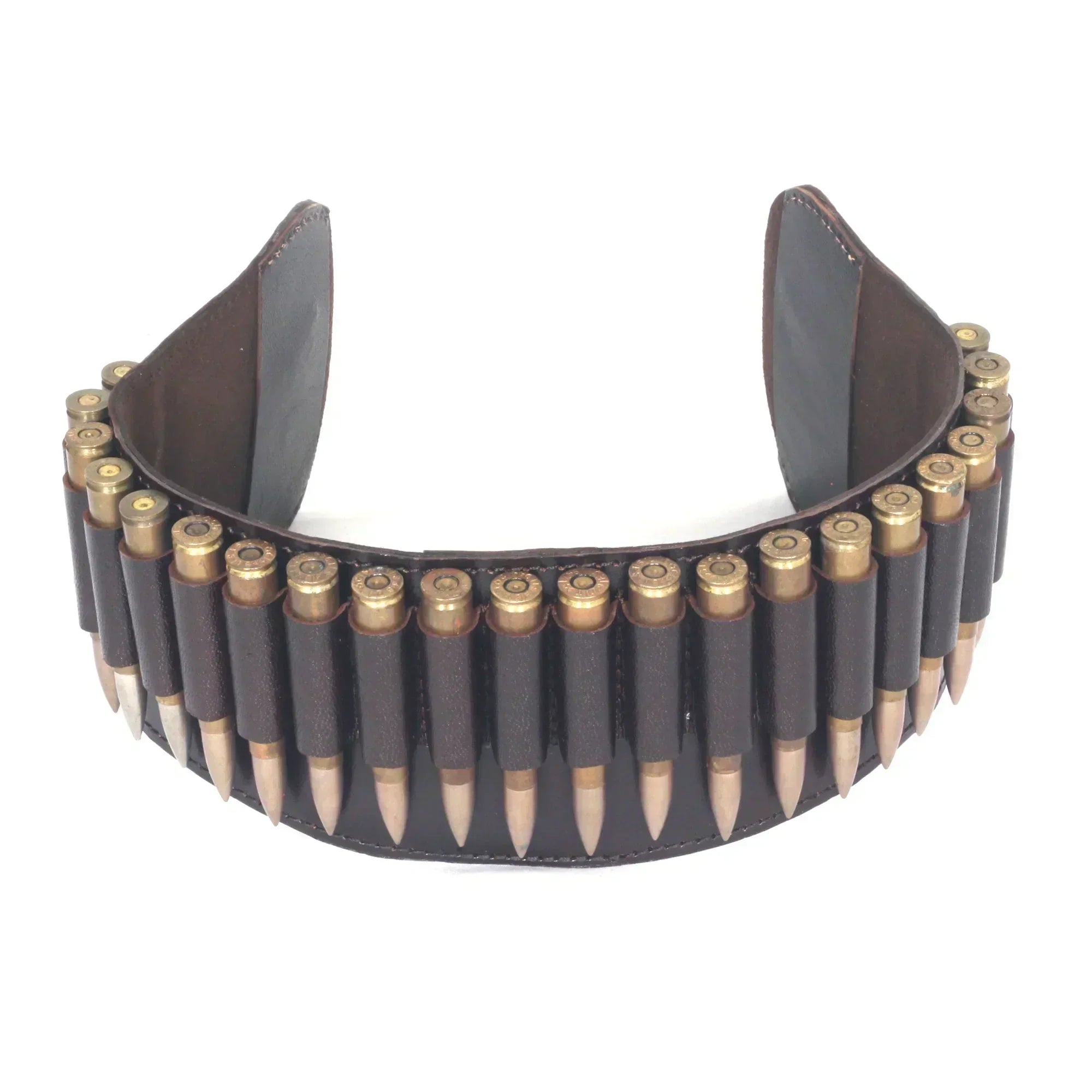 Cowhide Leather Rifle Cartridge Reload Holder 22-Loop Shell Belt | Hunting Ammo Carrier