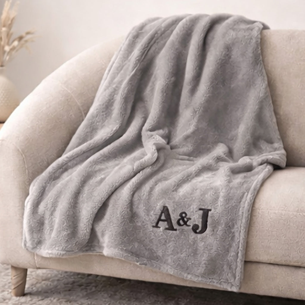 Personalized Embroidered Fleece Blanket – Custom Wedding & Couple Gift