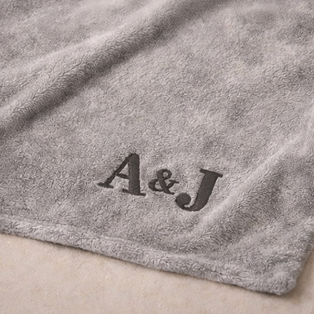 Personalized Embroidered Fleece Blanket – Custom Wedding & Couple Gift
