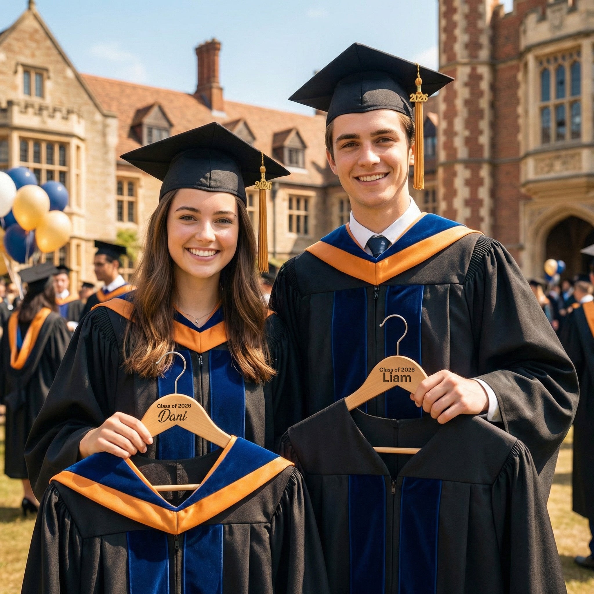 Personalized Wooden Hanger with Name for Graduation – Custom Hangers 2 Pack