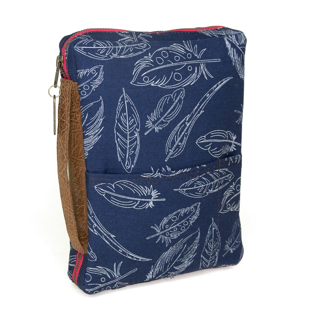 Slim Bible Cover: Indigo Feather