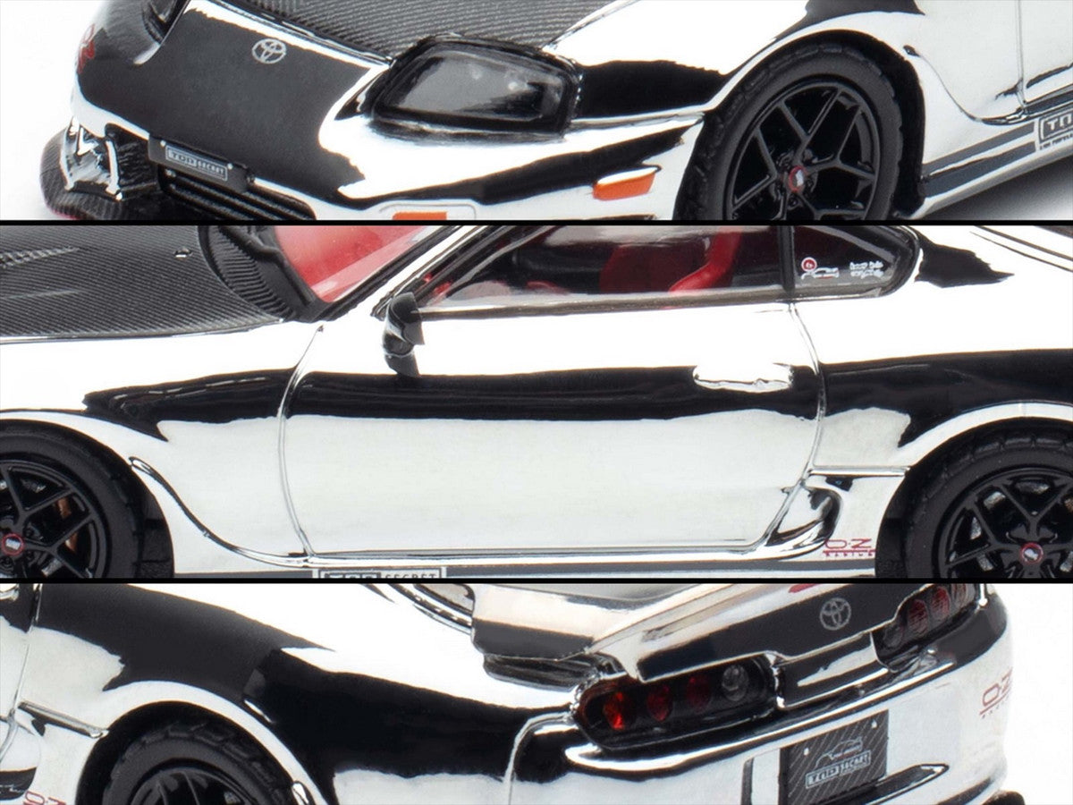 Toyota Supra (A80) "Top Secret" GT300 RHD (Right Hand Drive) Chrome with Carbon Hood and Red Interior "Tokyo Auto Salon 2026 Event Exclusive" 1/64 Diecast Model Car by Inno Models