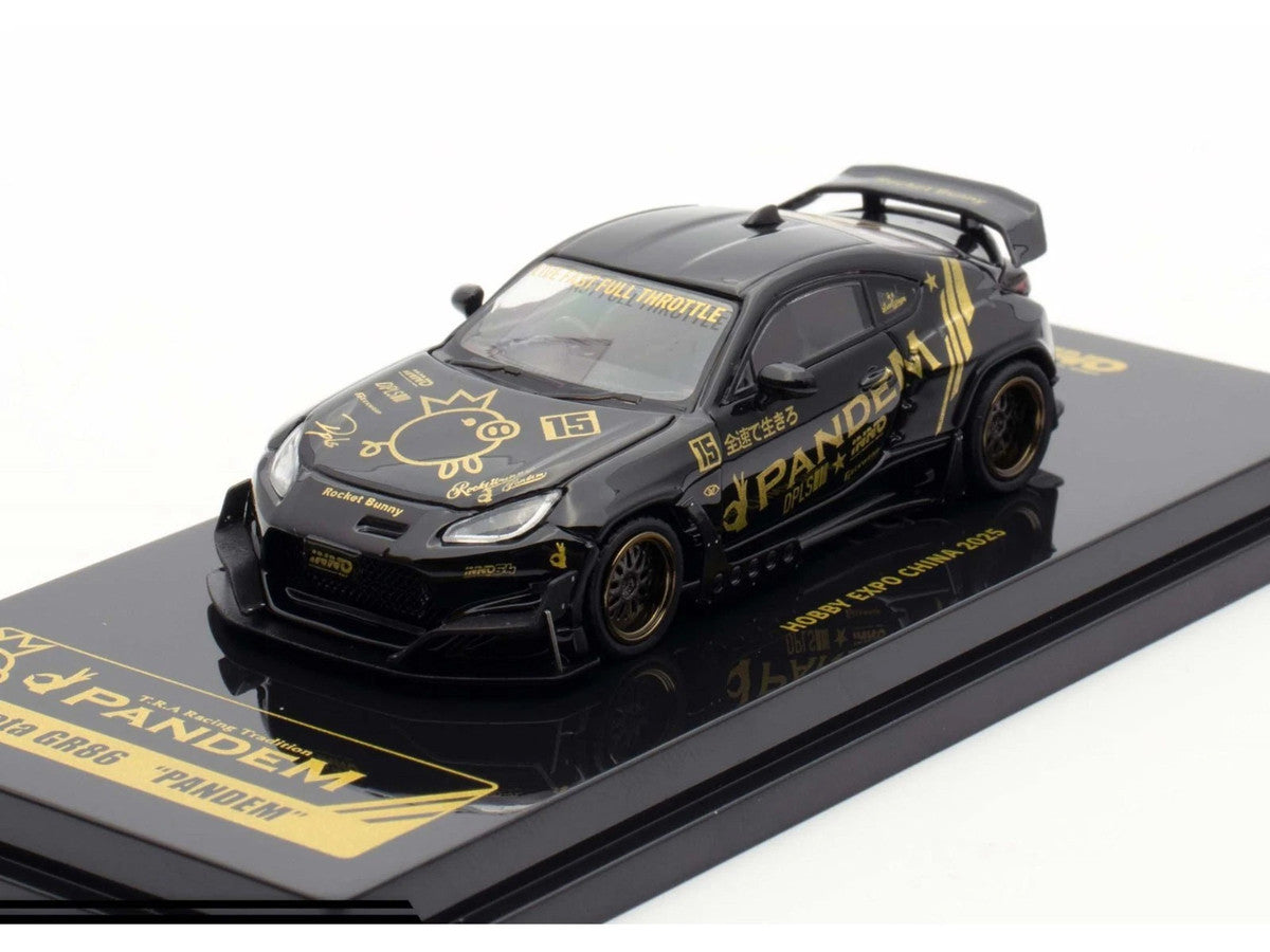 Toyota GR86 "Pandem" RHD (Right Hand Drive) Black with Gold Graphics "Hobby Expo China 2025 Event Exclusive" 1/64 Diecast Model Car by Inno Models
