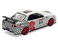 Nissan Skyline GT-R (R34) RHD (Right Hand Drive) #65 "Black Crow" White with Black Pinstripes "Singapore Diecast Expo 2025 Event Edition" 1/64 Diecast Model Car by Inno Models