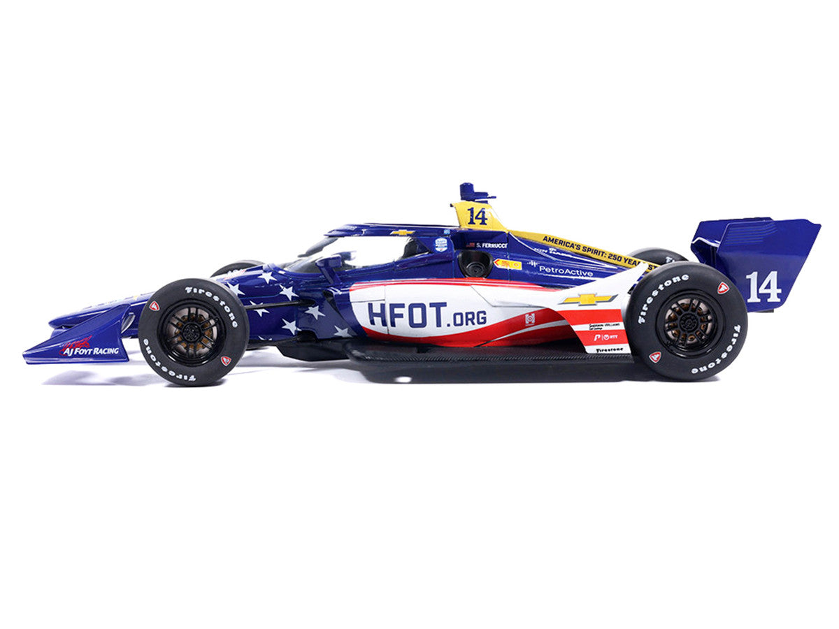 Dallara IndyCar #14 Santino Ferrucci "HFOT.Org" AJ Foyt Racing (Road Course Configuration) "NTT IndyCar Series" (2026) 1/18 Diecast Model Car by IXO Models