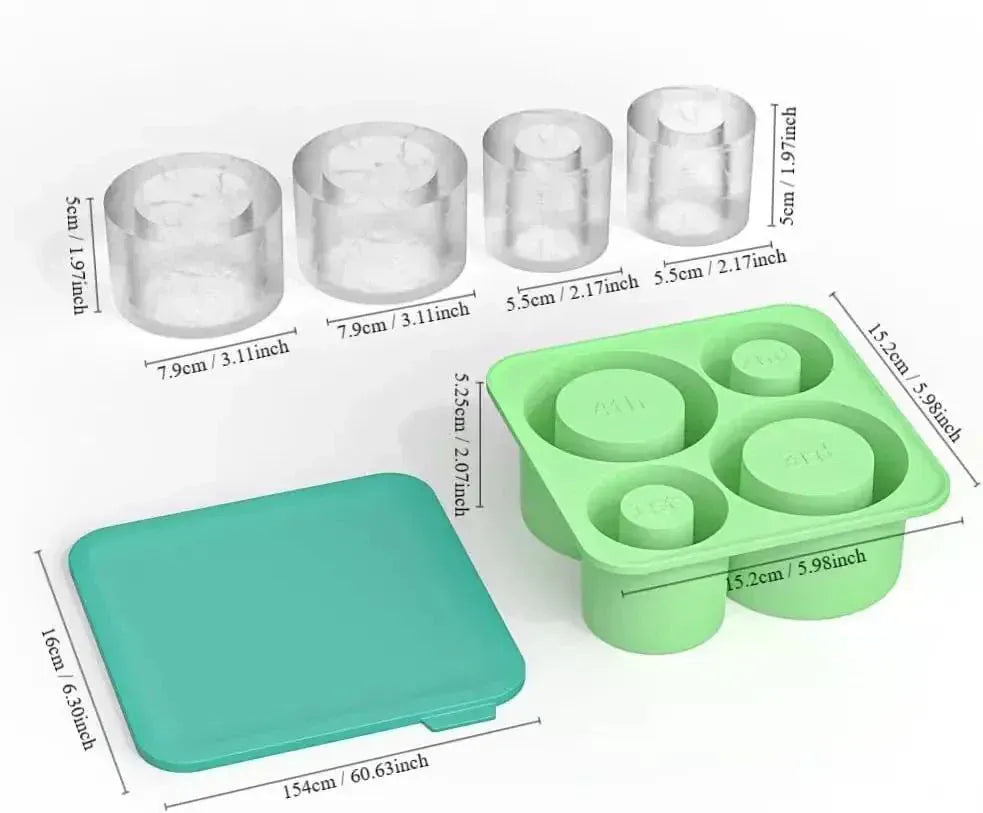 Ice Cube Tray Mold for Tumbler Stanley Cup Silicone Cylinder Ice Cube Maker Mold with Lid For 20oz 30oz 40oz