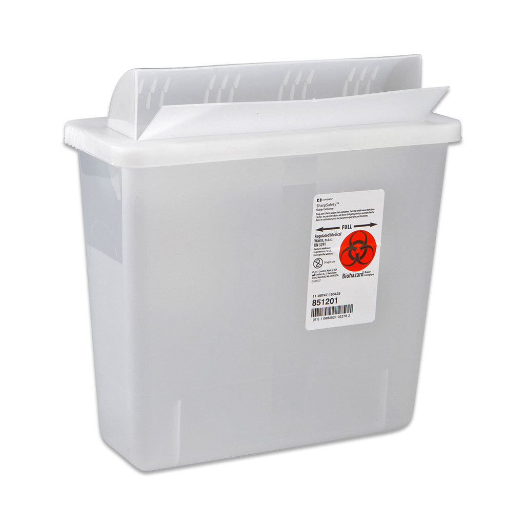 Sharps Container In-Room™ Translucent Red Base 16-1/4 H X 13-3/4 W X 6 D Inch Horizontal Entry 3 Gallon - 85221R