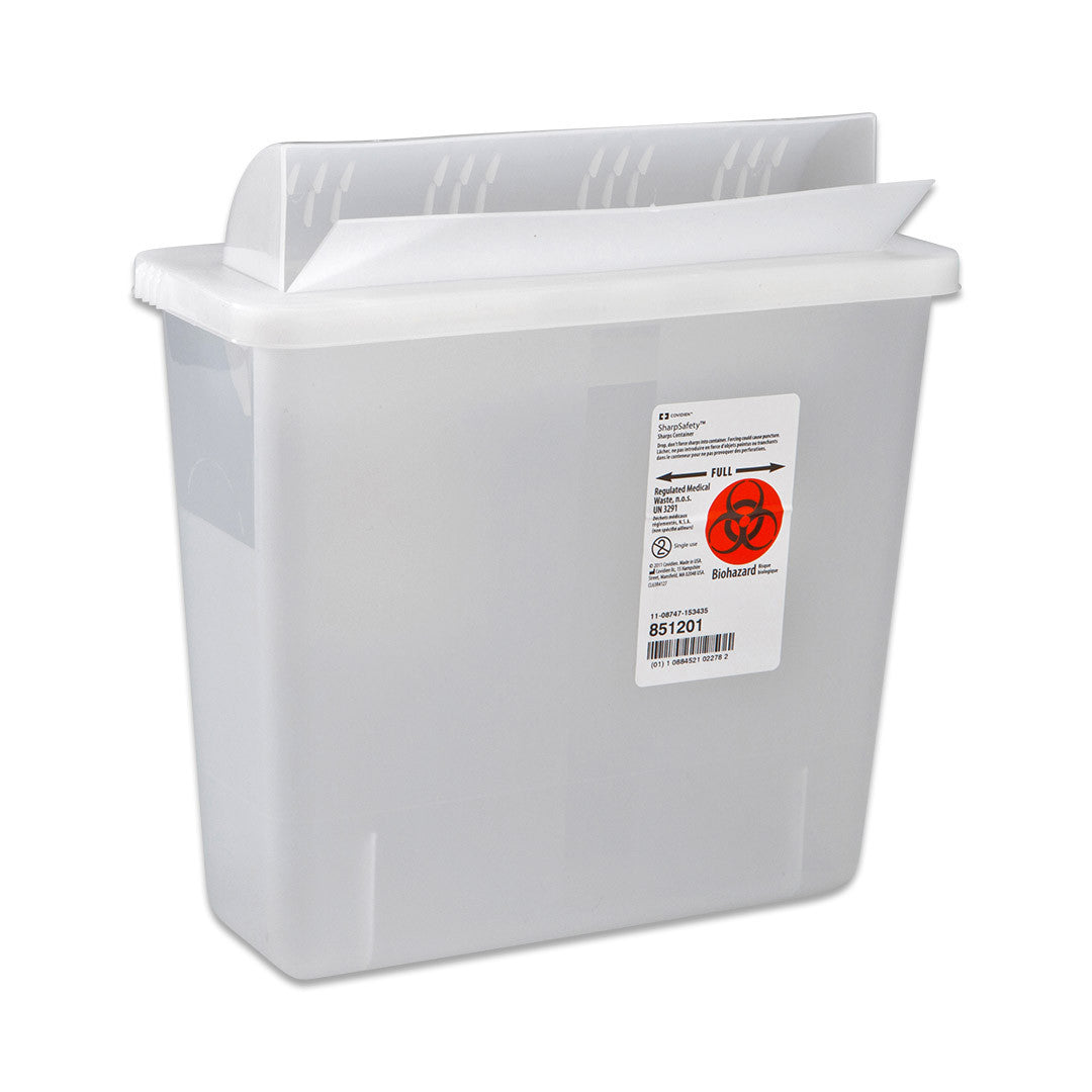 Sharps Container In-Room™ Translucent Red Base 16-1/4 H X 13-3/4 W X 6 D Inch Horizontal Entry 3 Gallon - 85221R