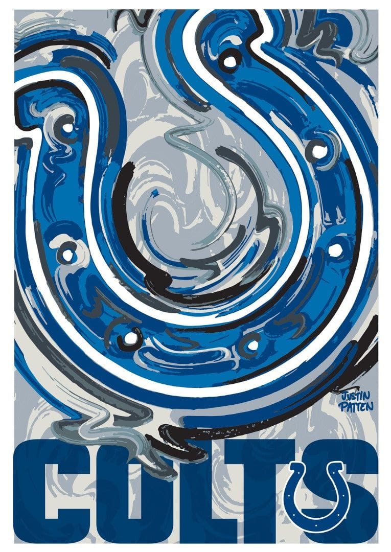 Indianapolis Colts Garden Flag 2 Sided Justin Patten Logo