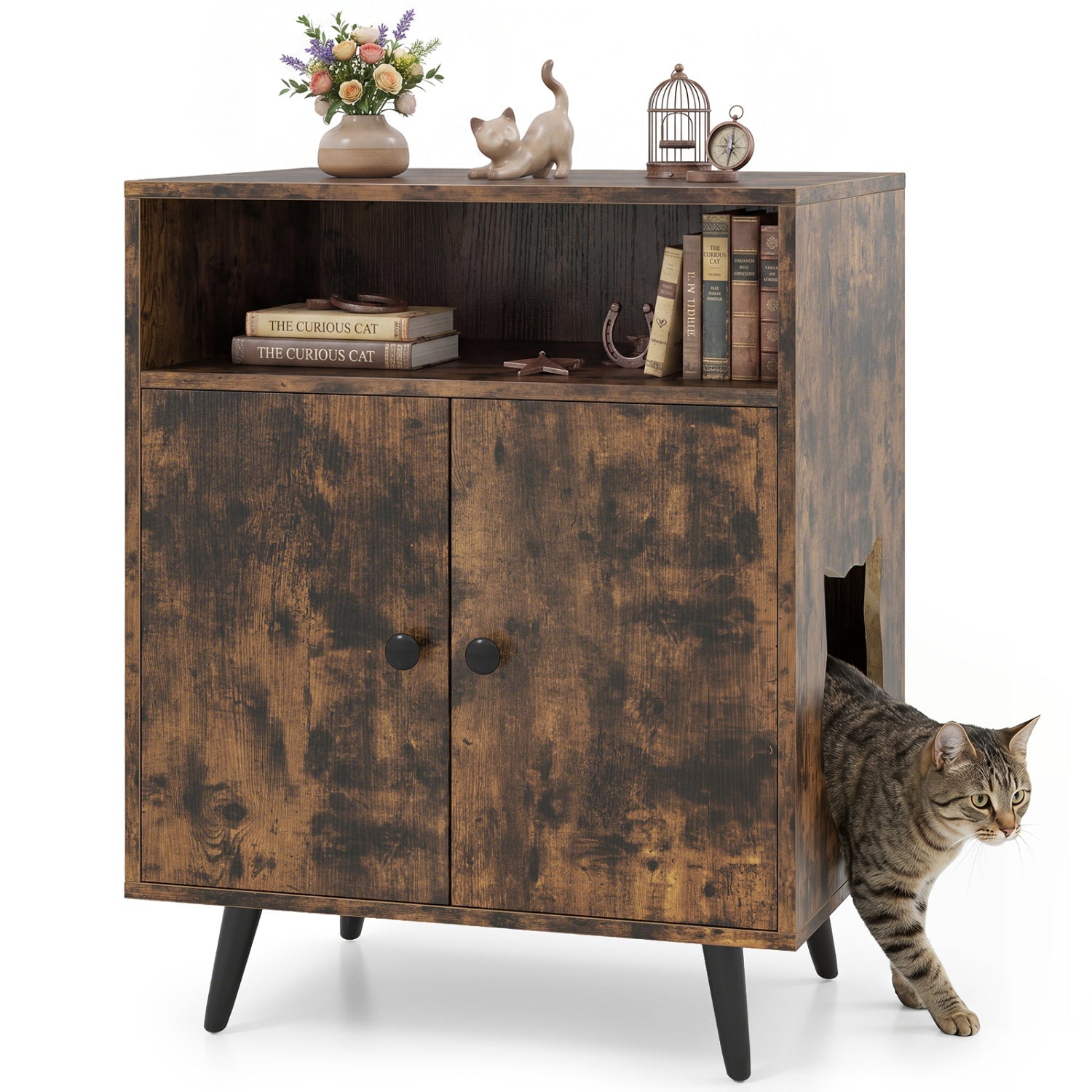 Cat Litter Box Enclosure with Storage Compartment