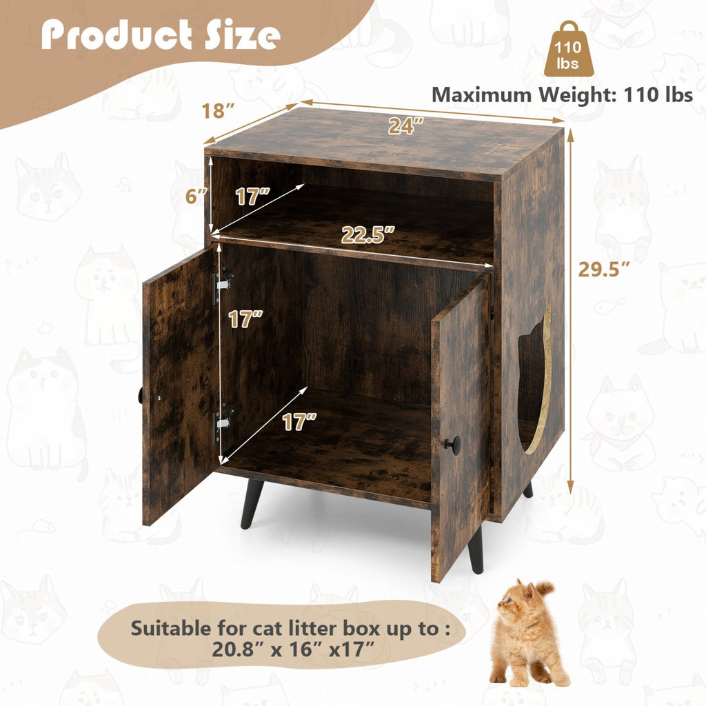 Cat Litter Box Enclosure with Storage Compartment