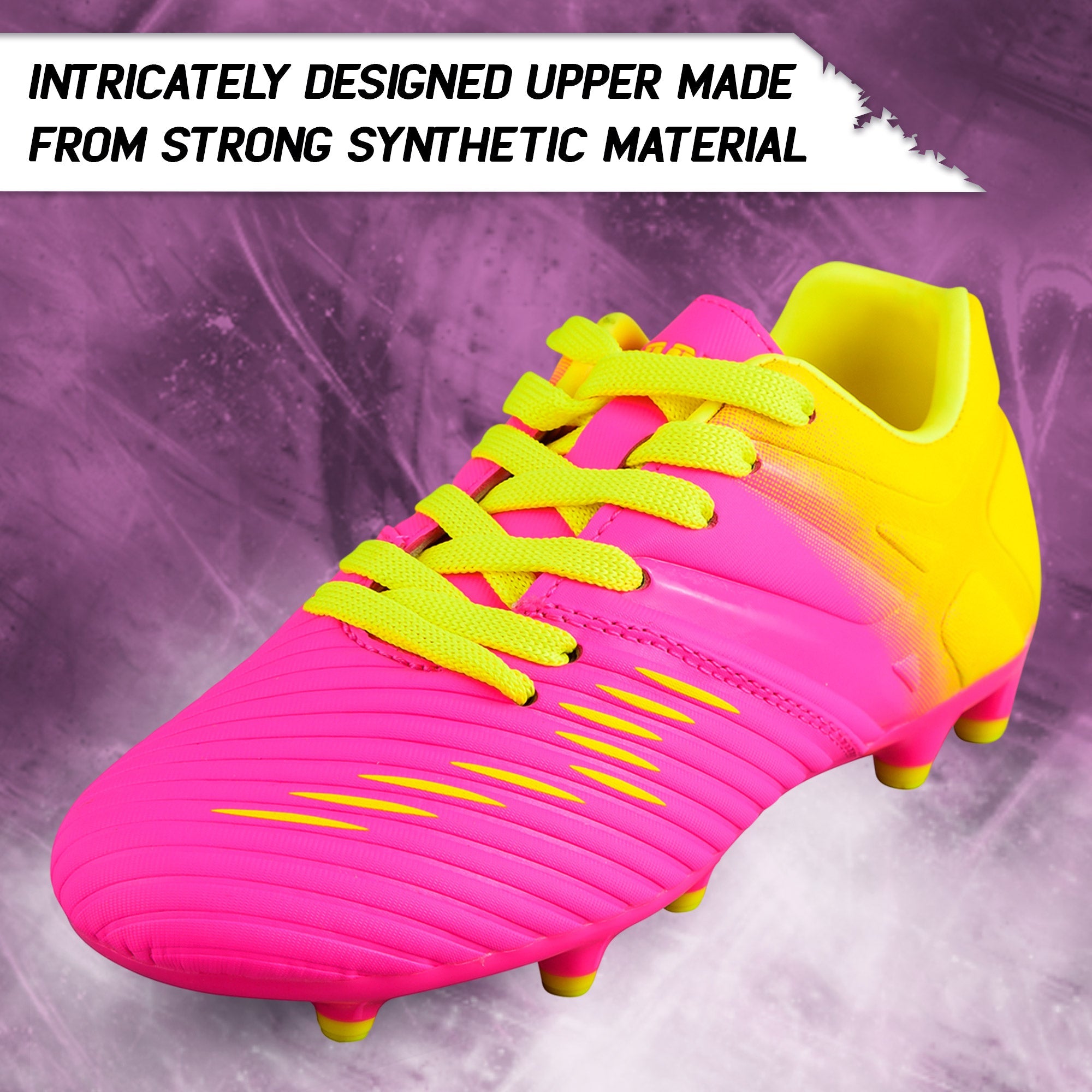 Vizari Liga Kids Firm Ground (FG) Soccer Cleats – Pink/Yellow, Youth Sizes 8C–6Y Under $30