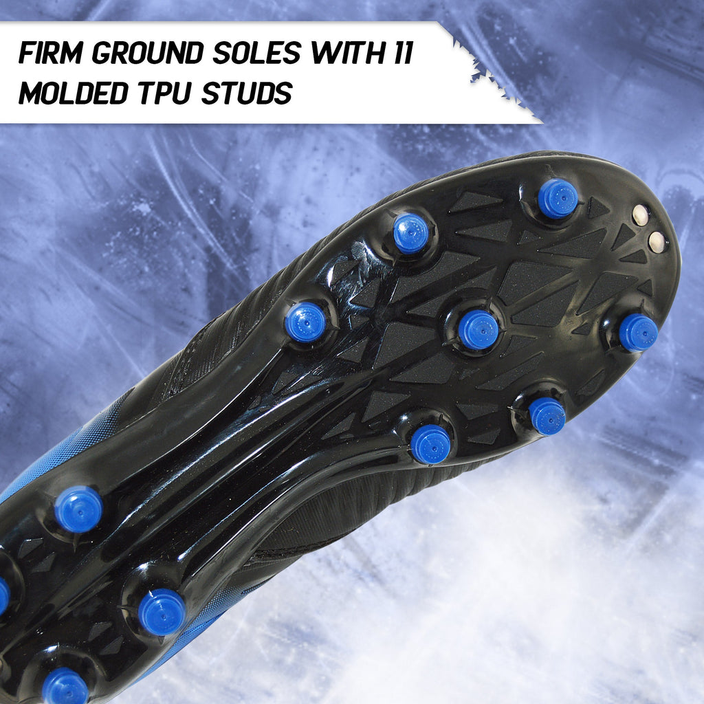 Vizari Liga Kids Firm Ground (FG) Soccer Cleats – Black/Blue, Youth Sizes 8C–6Y Under $30