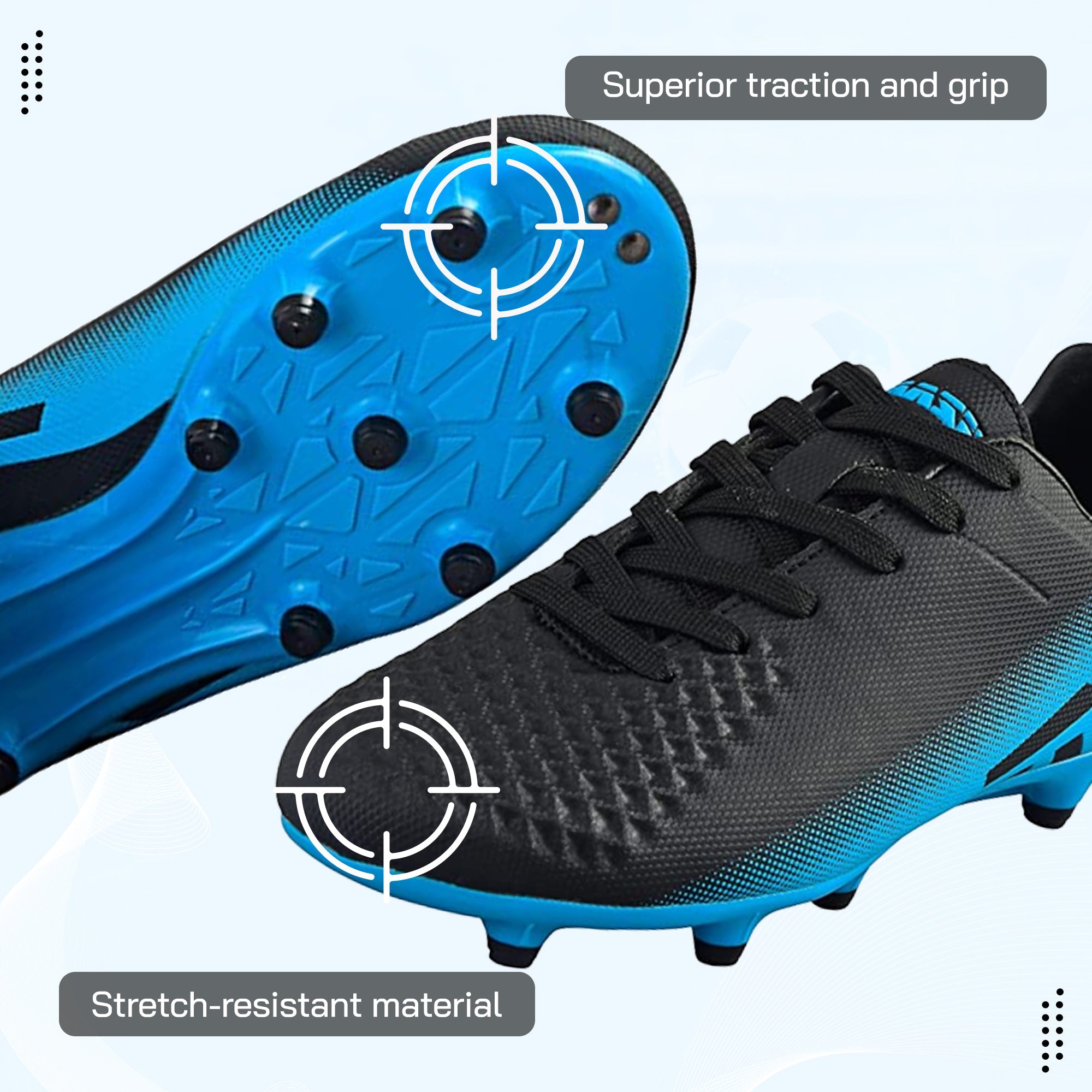 Santos Firm Ground Soccer Shoes -Black/Sky Blue