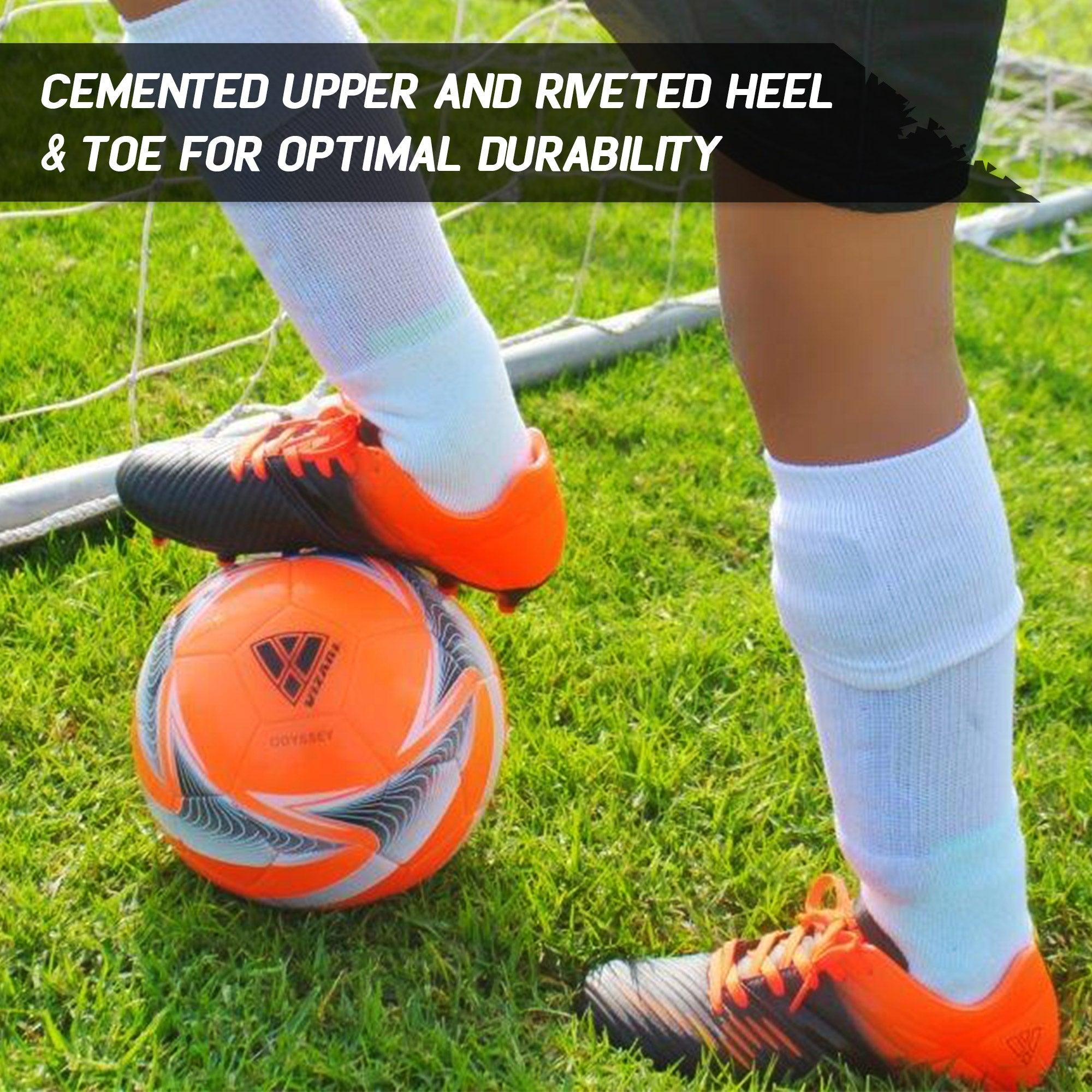 Vizari Liga Kids Firm Ground (FG) Soccer Cleats – Black/Orange, Youth Sizes 8C–6Y Under $30