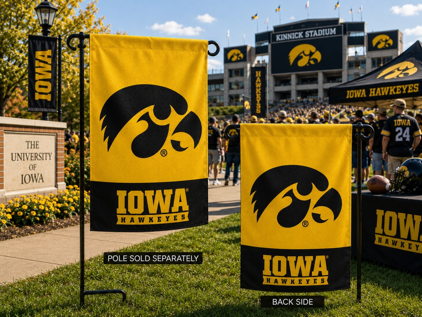 Iowa Hawkeyes Garden Flag Embroidered 2 Sided