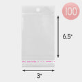 100PCS - 3" X 6.5" Clear plastic jewelry bags