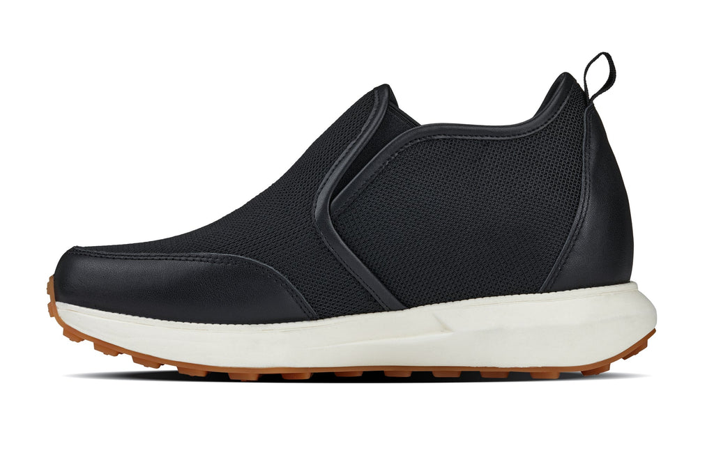 CALTO - J1433 - 3.3 Inches Taller (Black) - Casual Chunky Sole Sneaker Loafers
