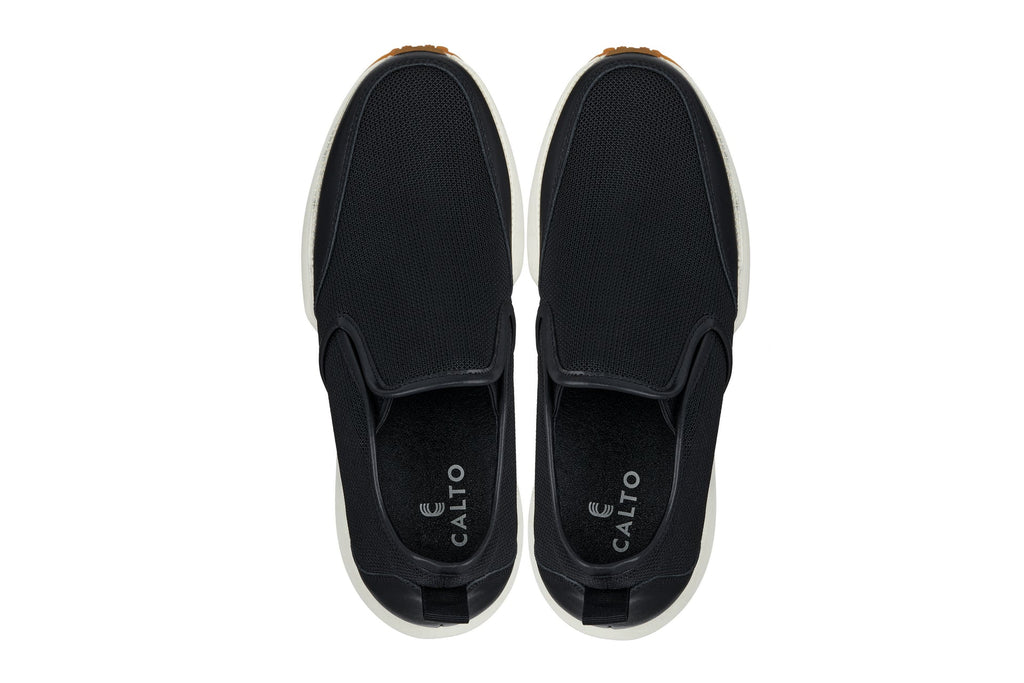 CALTO - J1433 - 3.3 Inches Taller (Black) - Casual Chunky Sole Sneaker Loafers