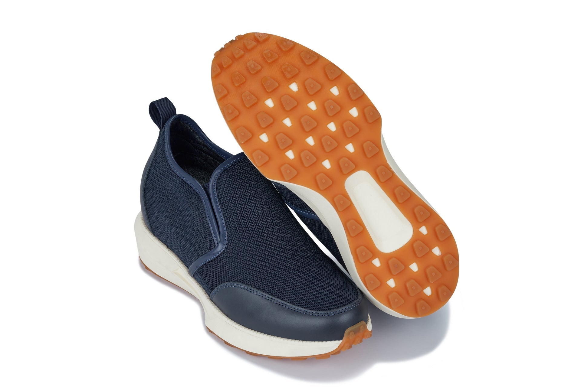 CALTO - J1435 - 3.3 Inches Taller (Dark Blue) - Casual Chunky Sole Sneaker Loafers