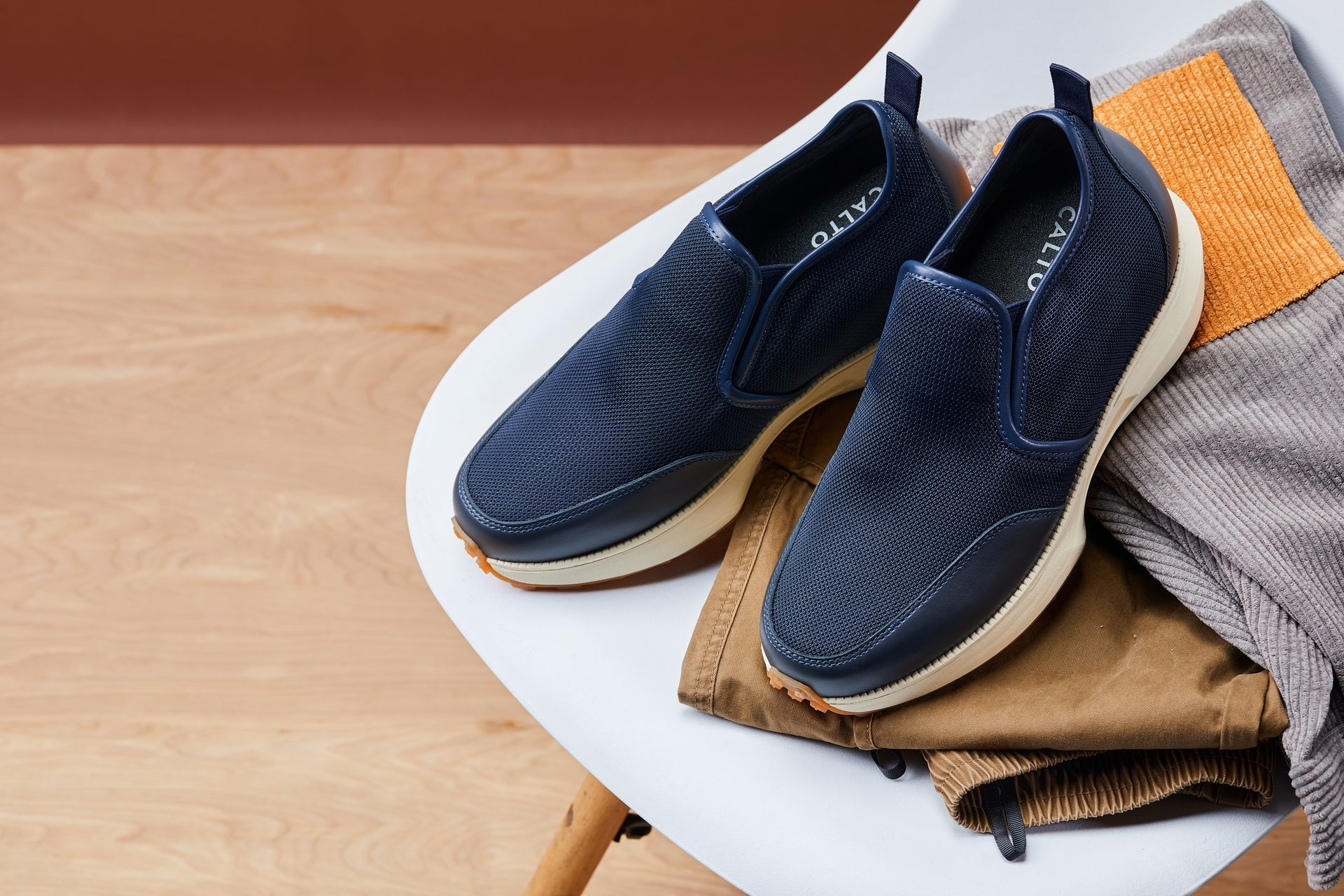 CALTO - J1435 - 3.3 Inches Taller (Dark Blue) - Casual Chunky Sole Sneaker Loafers
