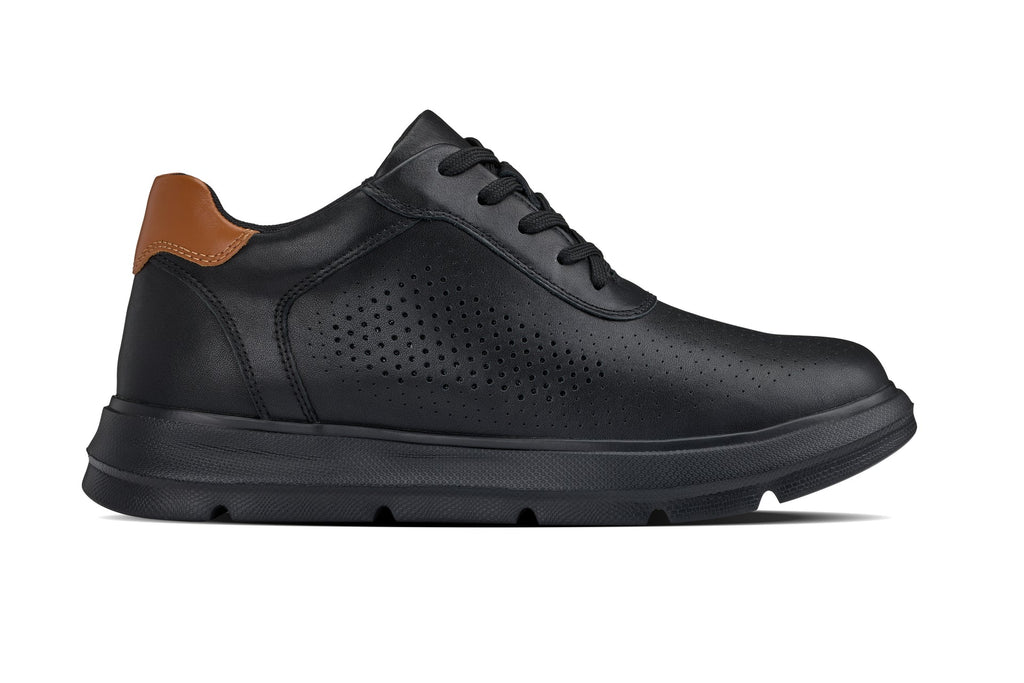 CALTO - J1580 - 2.6 Inches Taller (Black/Black Sole) - Lightweight Casual Walkers