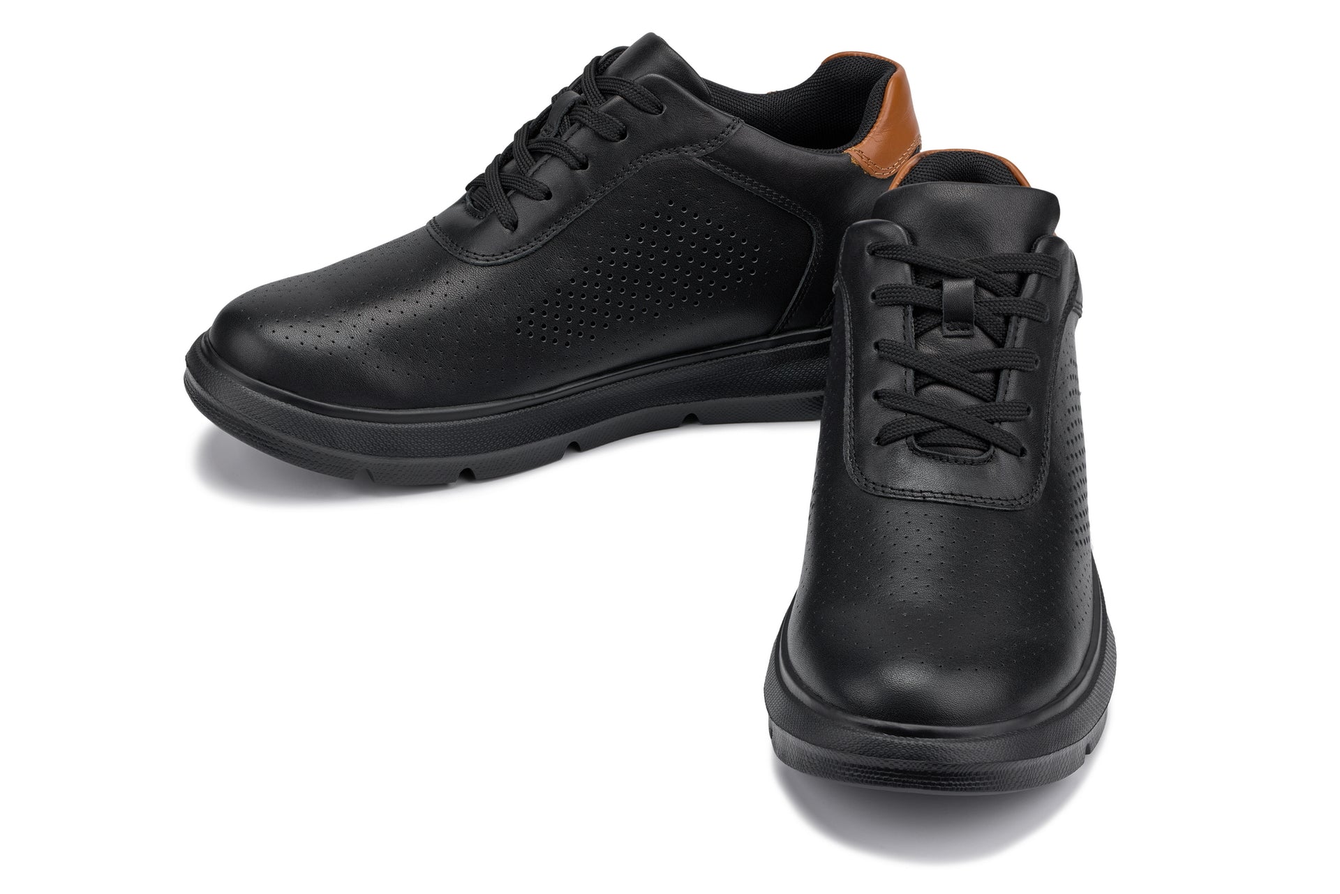 CALTO - J1580 - 2.6 Inches Taller (Black/Black Sole) - Lightweight Casual Walkers