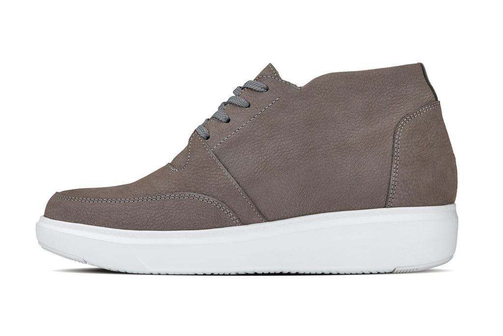 CALTO - J1771 - 3.2 Inches Taller (Grey) - Casual Chunky Sole Boots – Soft Pebble Grain Nubuck Leather