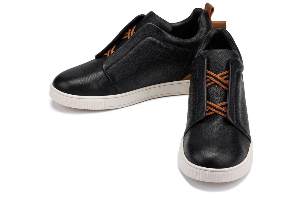 CALTO - J1932 - 2.6 Inches Taller (Black/White Sole) - Slip-On Snoafers