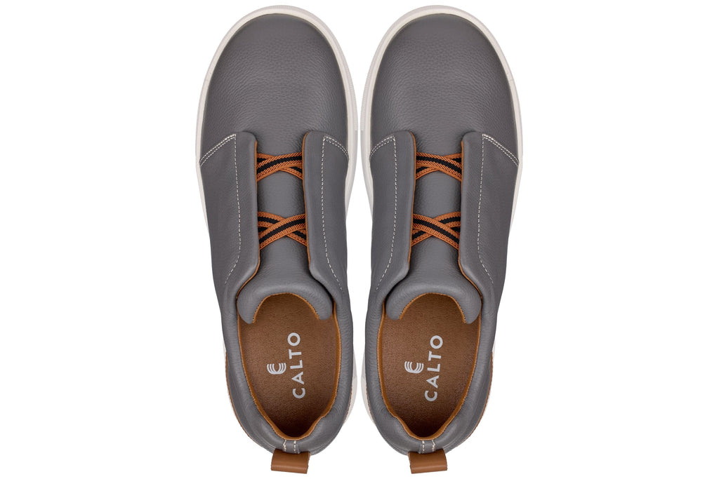 CALTO - J1935 - 2.6 Inches Taller (Grey) - Slip-On Snoafers