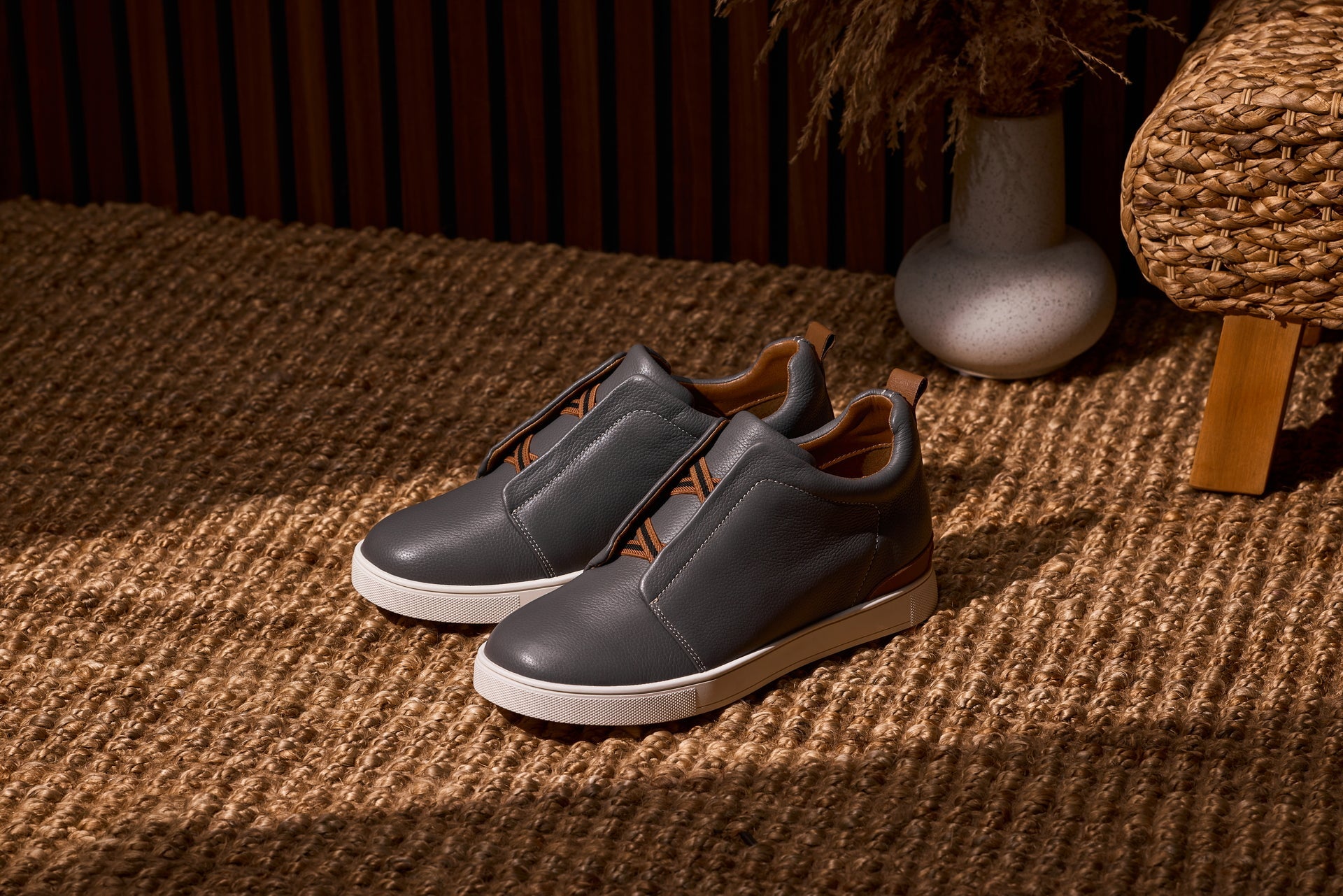 CALTO - J1935 - 2.6 Inches Taller (Grey) - Slip-On Snoafers