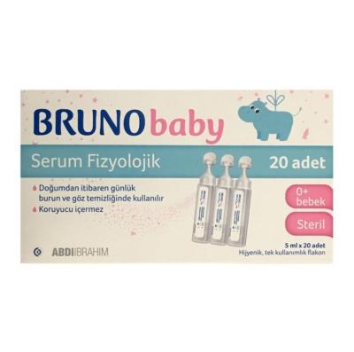 Bruno Baby Saline Solution for Nasal Care - Preservative-Free, 20 Single-Use Vials, Safe for Newborns